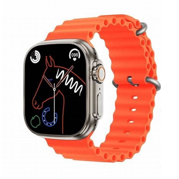 OEM Z68 Ultra Series 8 okosóra, NFC, 49 mm, Bluetooth hívás, vezeték nélküli töltés, HD, narancssárga