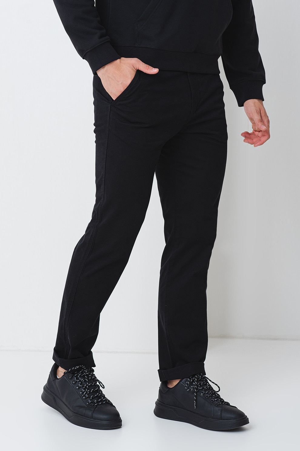 CALVIN KLEIN JEANS, Pantaloni cargo cu talie medie, Negru, W34-L32
