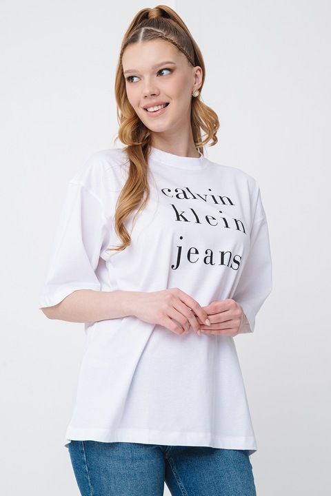 CALVIN KLEIN JEANS, Logós póló, Fekete/Fehér, XS