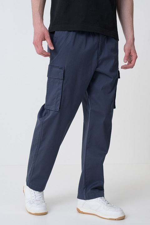 CALVIN KLEIN JEANS, Pantaloni cargo cu snur, Gri carbune, L