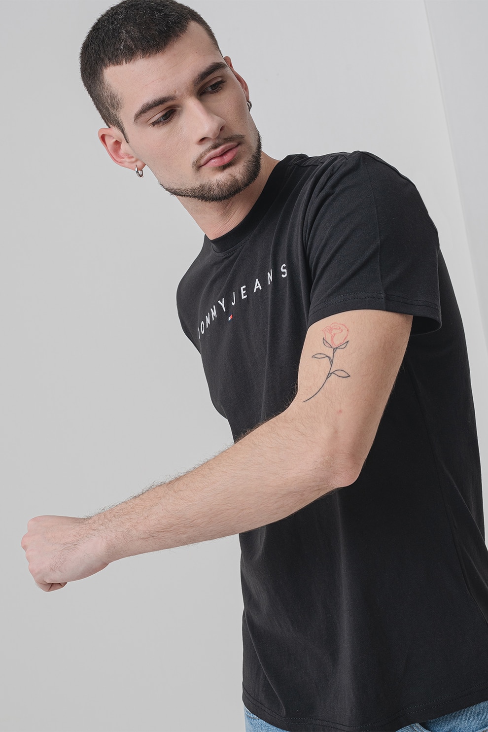 Tommy Jeans, Tricou din bumbac cu logo brodat, Negru, 2XL