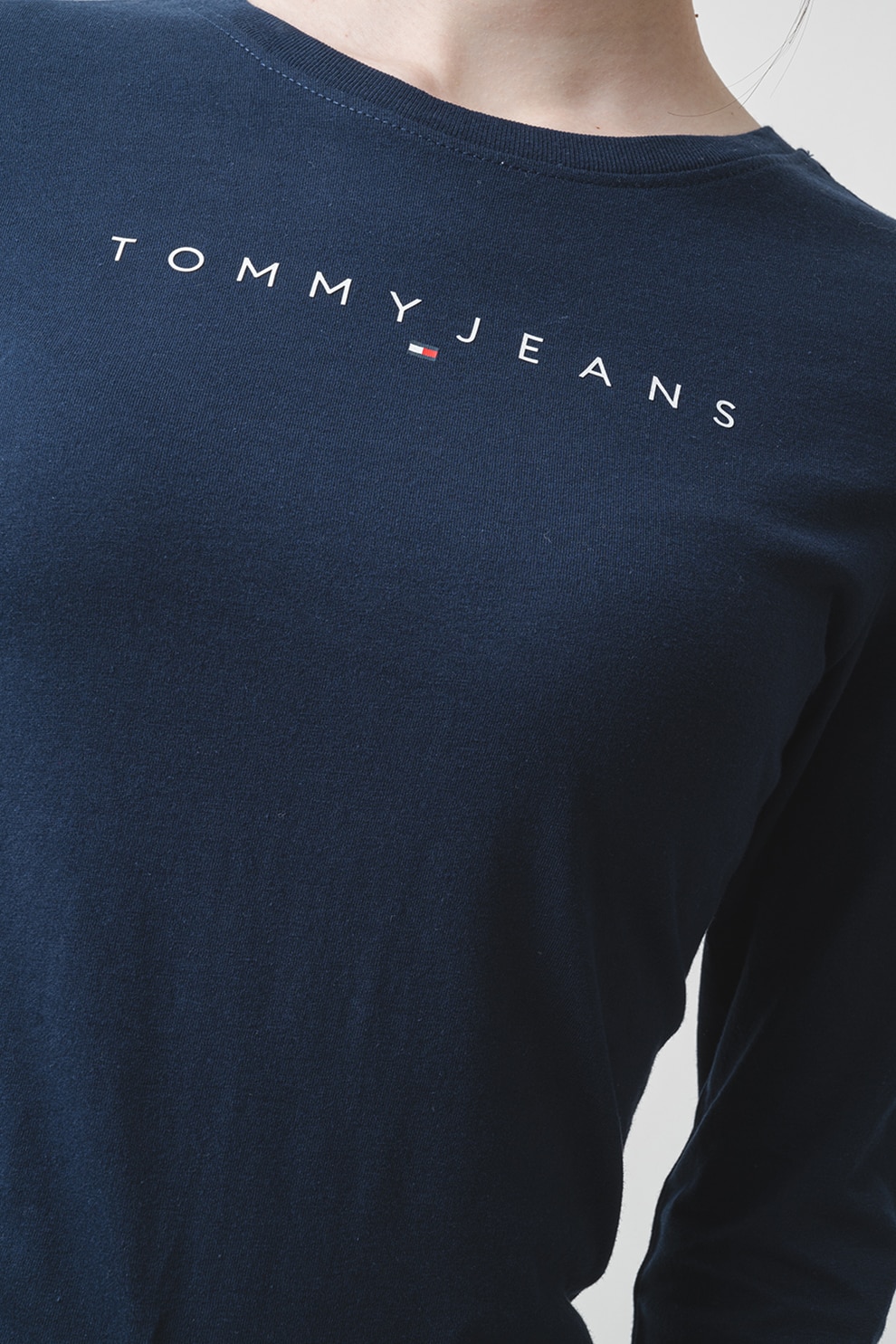 Tommy Jeans, Bluza cu imprimeu logo, Alb optic, Bleumarin, M - eMAG.ro
