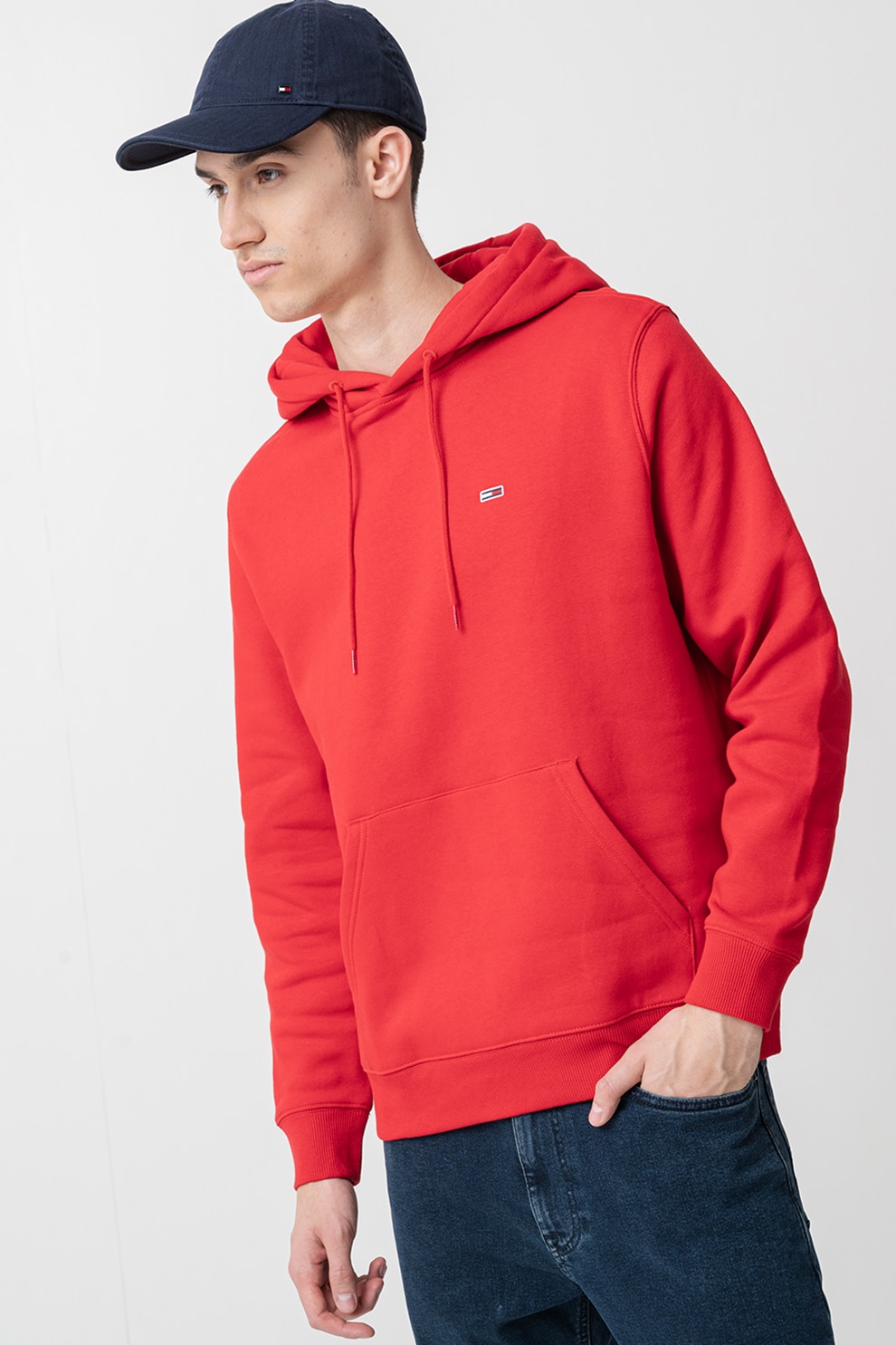 Tommy Jeans, Hanorac regular fit cu buzunar kangaroo, Rosu deschis