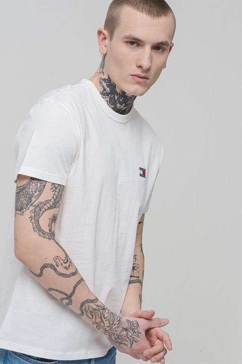 Tommy Jeans, Kerek nyakú pamutpóló, Fehér