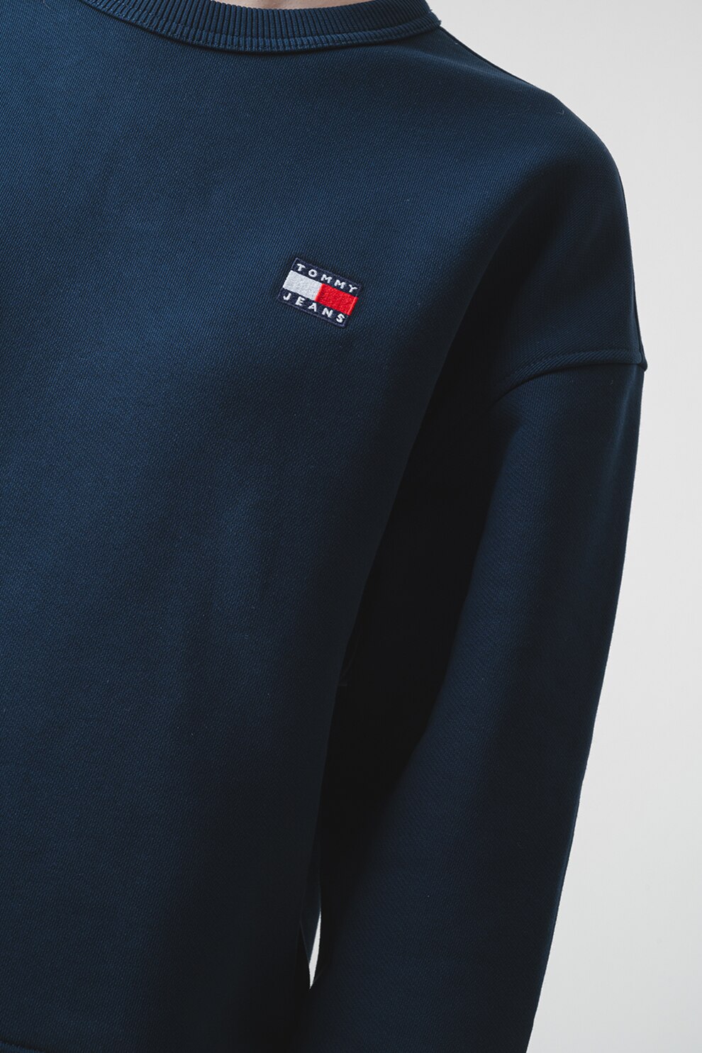 Tommy Jeans, Bluza de trening lejera cu logo brodat, Rosu, Alb
