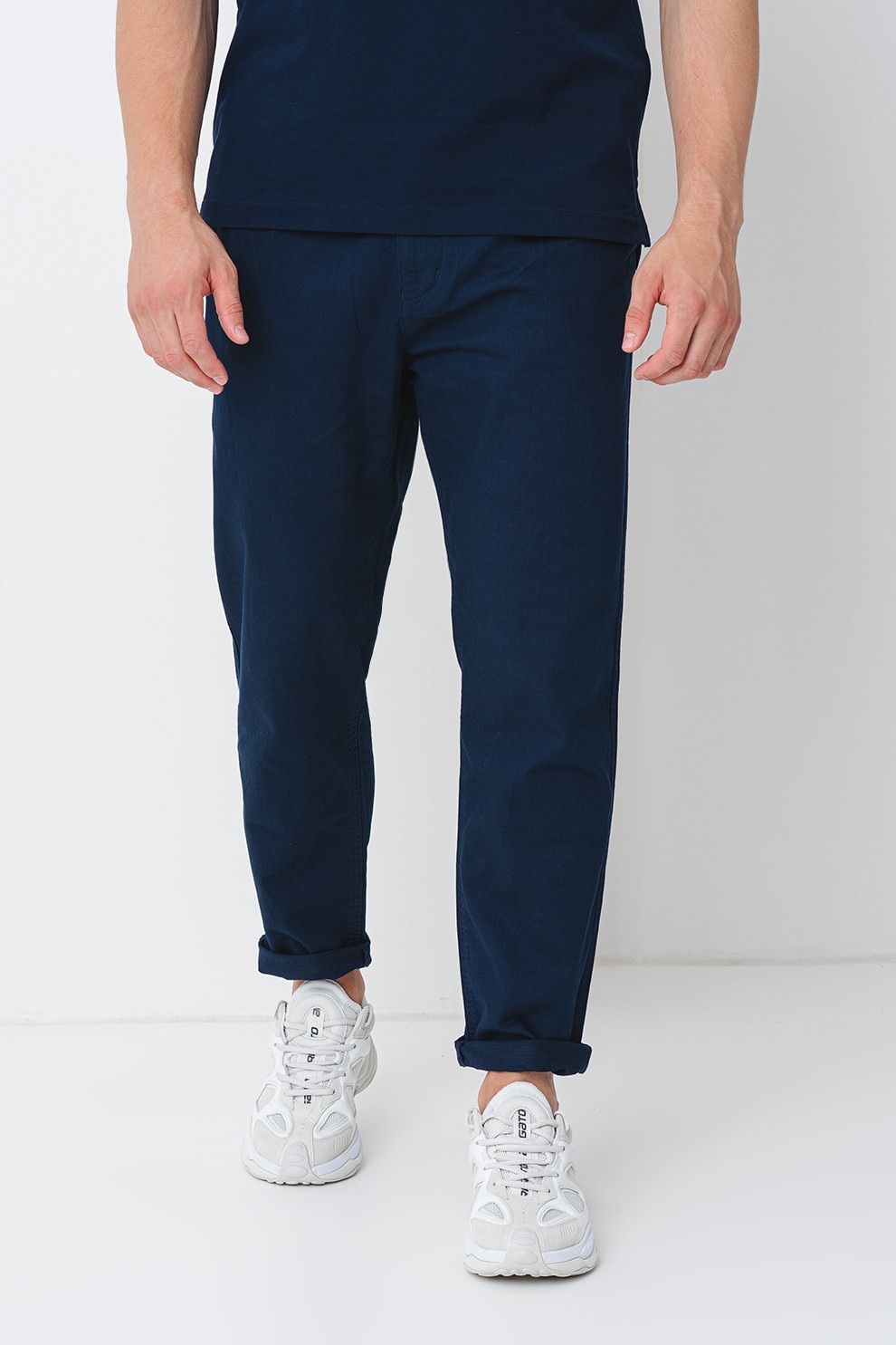 Tommy Jeans, Pantaloni chino cu logo, Bleumarin, M