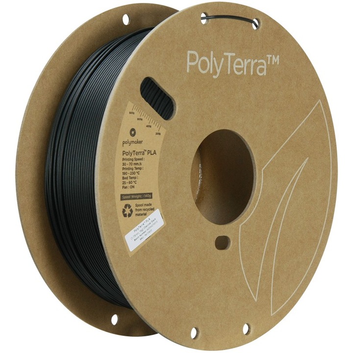 Filament PLA PolyTerra 1.75mm Fekete 1kg