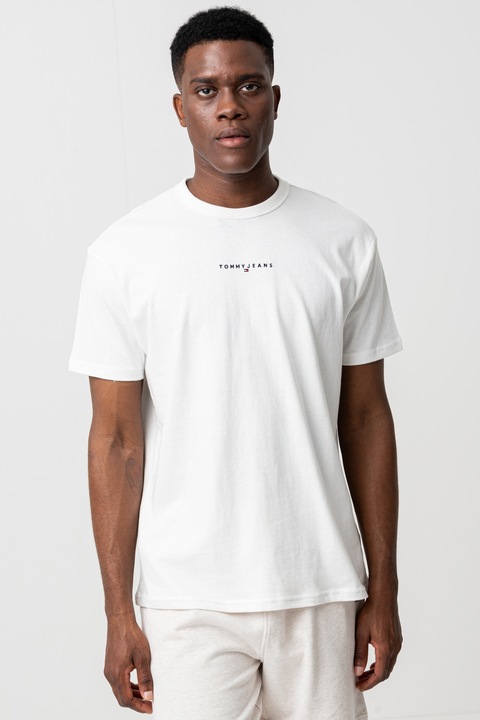 Tommy Jeans, Tricou relaxed fit din bumbac, Negru/Alb murdar