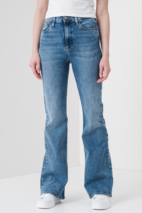 Tommy Jeans, Blugi evazati cu talie inalta Sylvia, Albastru deschis