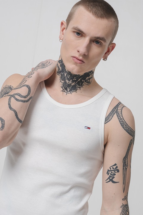 Tommy Jeans, Екстра слим топ - 2 броя, Бял, Черен, M