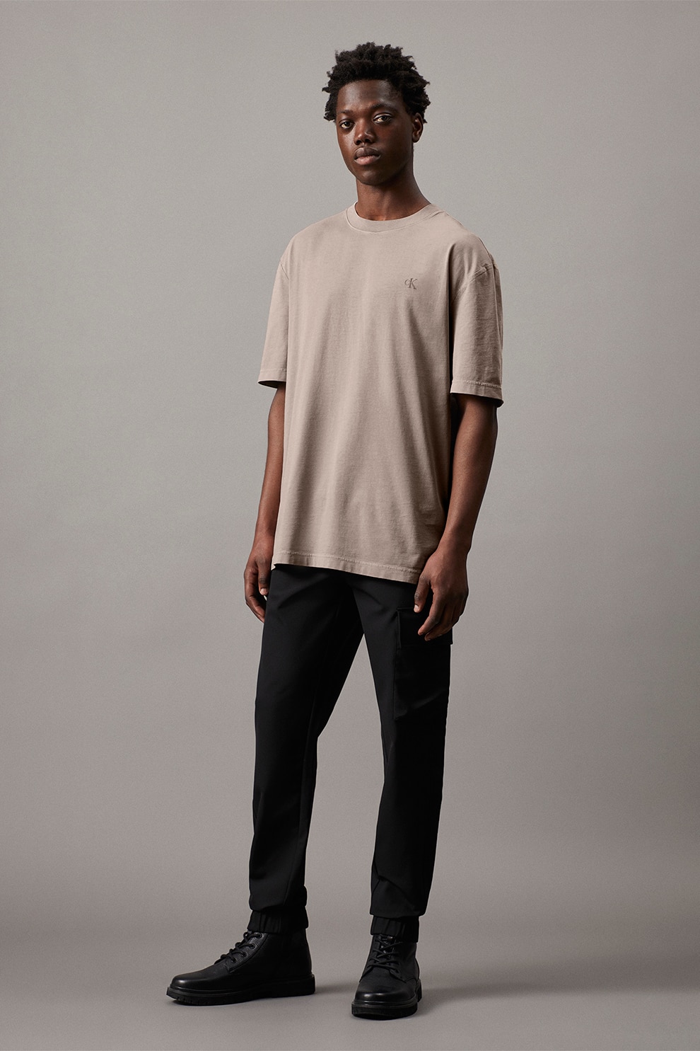 CALVIN KLEIN JEANS, Pantaloni cu croiala conica si buzunare, Negru, L