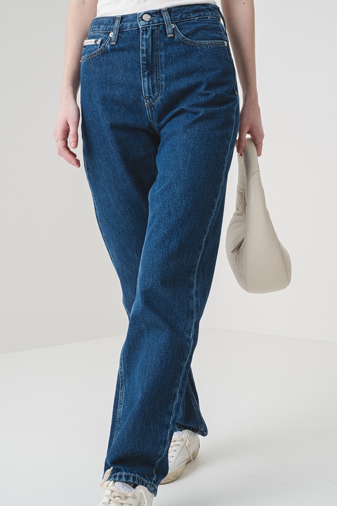 CALVIN KLEIN JEANS, Blugi mom-fit cu talie inalta, Albastru inchis, W26-L30