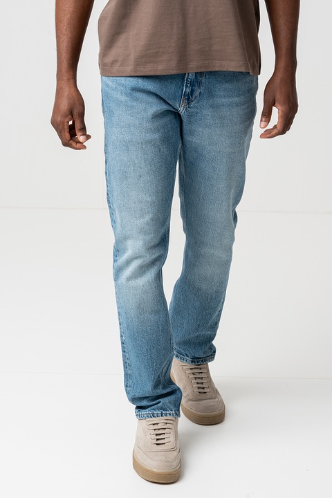 CALVIN KLEIN JEANS, Straight fit farmernadrág mosott hatású dizájnnal, Pasztellkék, W30-L32