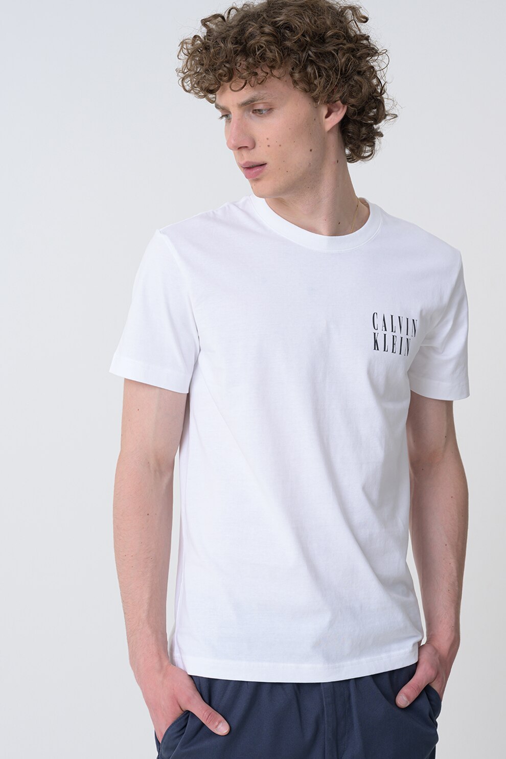 CALVIN KLEIN JEANS, Tricou cu imprimeu pe spate, Alb, Albastru, XL