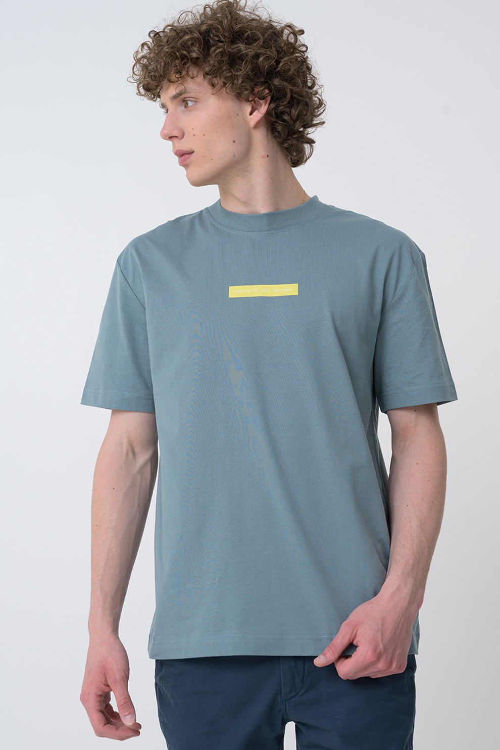 CALVIN KLEIN JEANS, Tricou cu decolteu la baza gatului, Verde, S