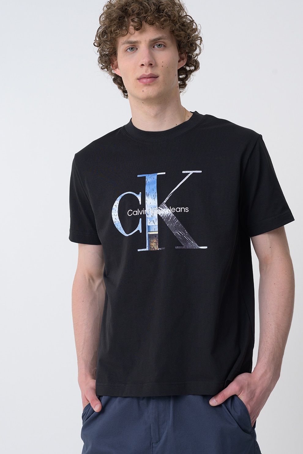 CALVIN KLEIN JEANS, Tricou de bumbac cu logo, Negru, M