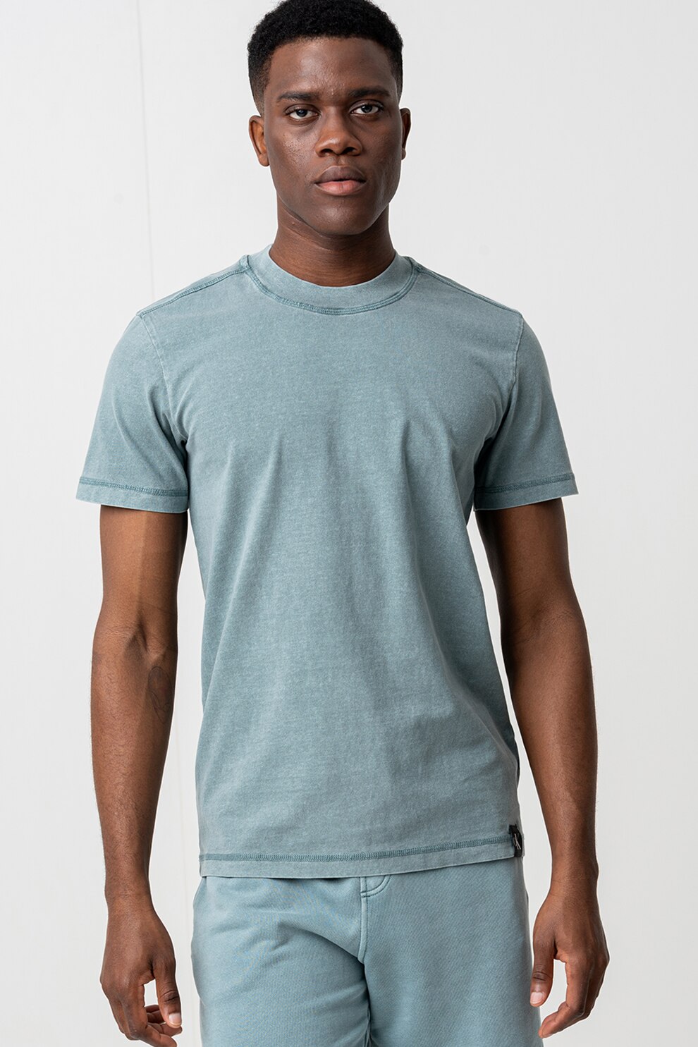CALVIN KLEIN JEANS, Tricou de bumbac cu decolteu la baza gatului, Verde persan, 2XL