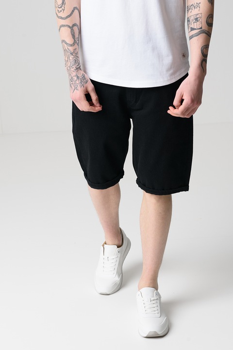 CALVIN KLEIN JEANS, Blugi scurti cu croiala dreapta, Negru, 31