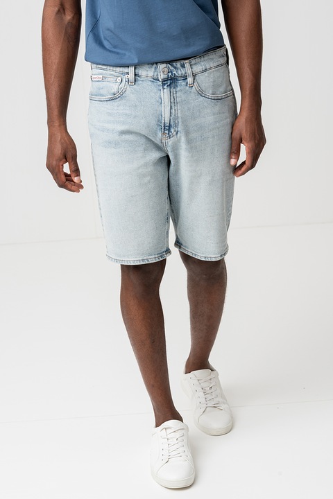 CALVIN KLEIN JEANS, Alacsony derekú farmer rövidnadrág, Púderkék, 34