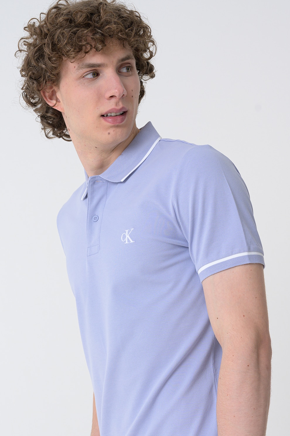 CALVIN KLEIN JEANS, Tricou polo slim fit, Albastru azur, S