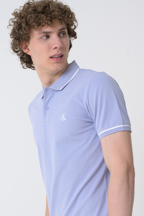 CALVIN KLEIN JEANS, Tricou polo slim fit, Albastru azur, XL