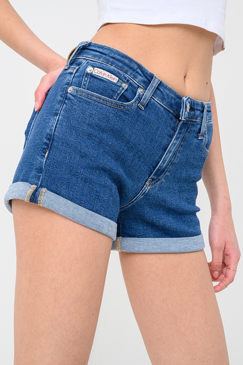 CALVIN KLEIN JEANS, Szűk fazonú farmer rövidnadrág, Sötétkék, 27