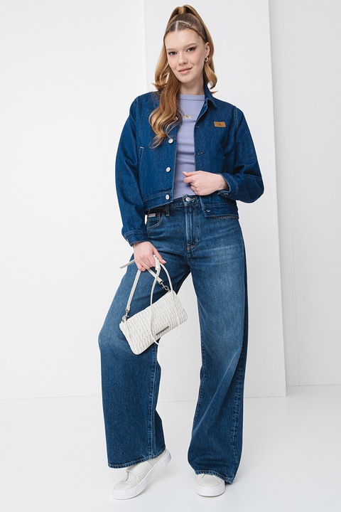 CALVIN KLEIN JEANS, Jacheta din denim cu nasturi, Albastru inchis