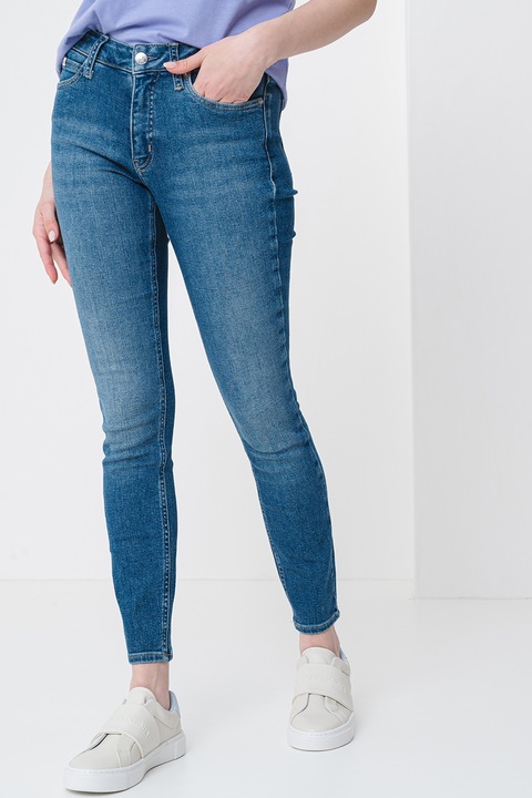 CALVIN KLEIN JEANS, Blugi skinny cu talie medie, Albastru inchis, W25-L30