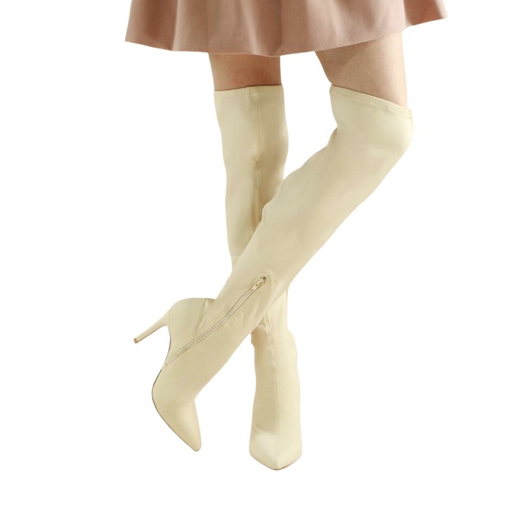 Hosszú sarkú csizma NN58nude 112358, Meztelen