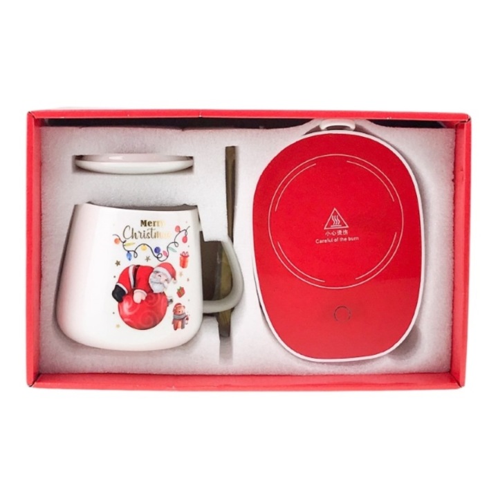 Керамична чаша с нагревател с коледни изображения 28х18см М2