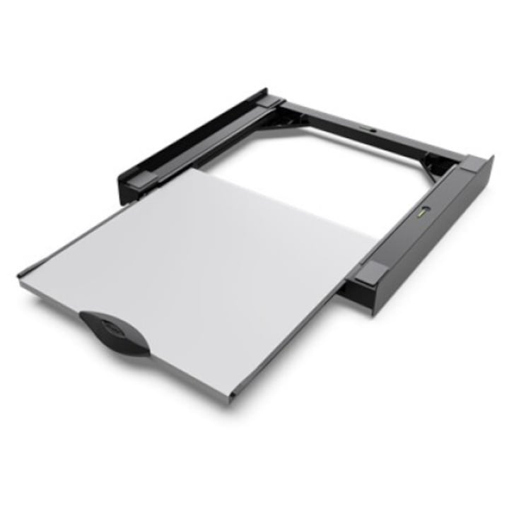 Kit universal de suprapunere a masinii de spalat si a uscatorului de rufe + suport retractabil, Meliconi, TORRE DARK, Negru