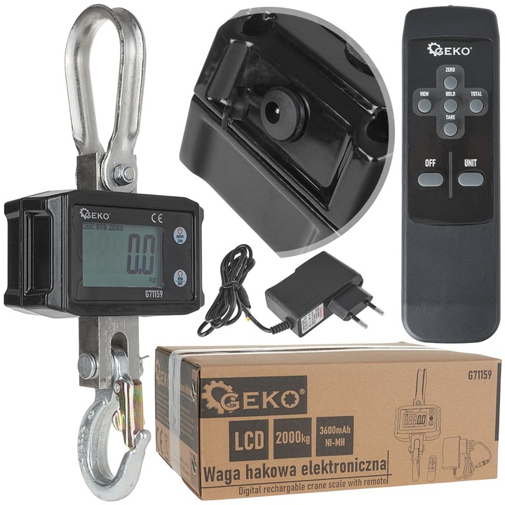 Cantar electronic pentru depozit cu telecomanda, capacitate maxima 2000 kg, Geko G71159