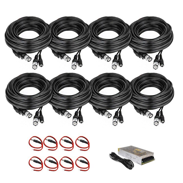 Kit complet de accesorii cu cabluri plug & play 18m HD pentru sisteme de supraveghere cu 8 camere