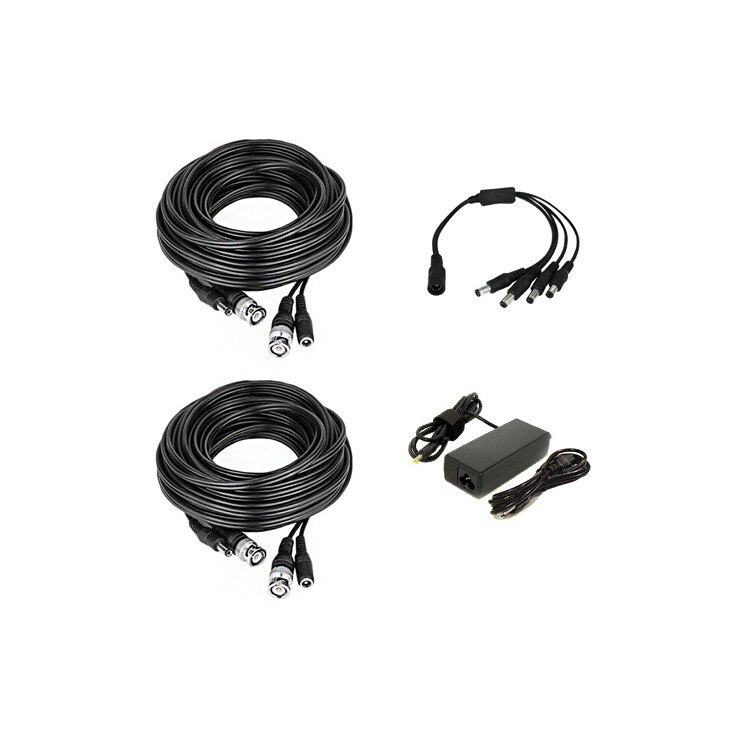 Kit complet de accesorii cu cabluri plug & play 40m pentru sisteme de supraveghere cu 2 camere