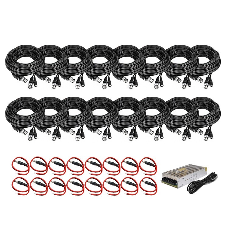 Kit complet de accesorii cu cabluri plug & play 40m pentru sisteme de supraveghere cu 16 camere