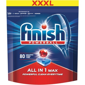 Detergent pentru masina de spalat vase Finish All in One Max, 80 spalari Detergent pentru masina de spalat vase Finish All in One Max, 80 spalari