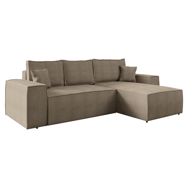 Coltar Maryn L Reiat, MIRJAN24, bej inchis, dreapta, 279x181x94 cm