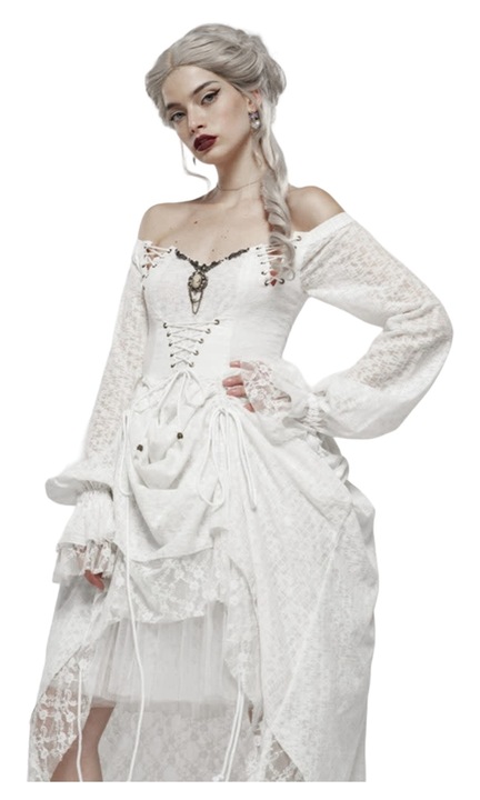 Rochie dama neo victorian gotic duchess, alb, Alb