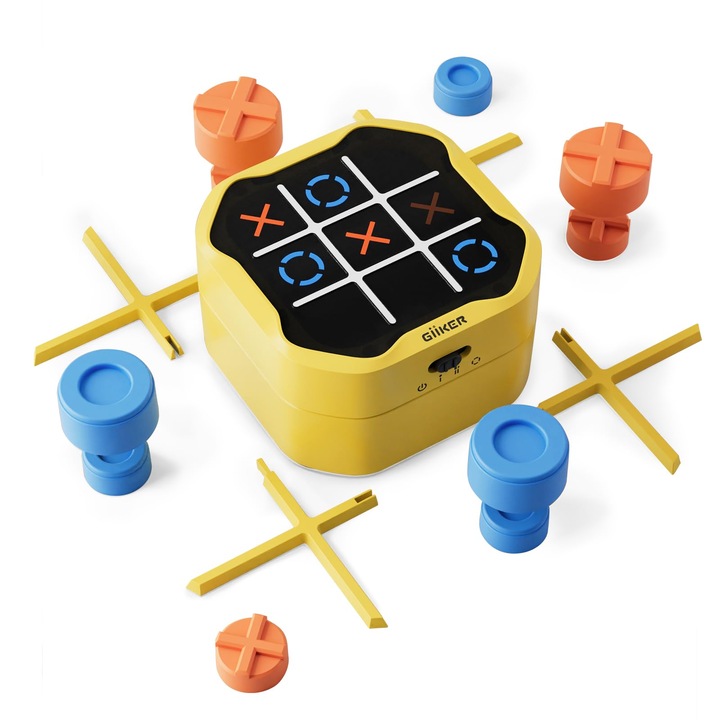 Интерактивна играчка GiiKER Tic Tac Toe 3 в 1, мултифлорална, за 1-4 играча, 3-6 месеца, 6-9 месеца, 9-12 месеца