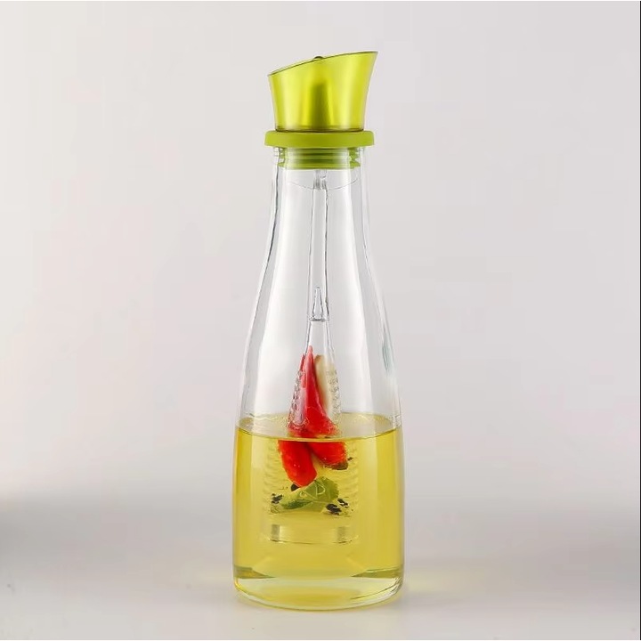 Sticla pentru ulei / otet cu dop pipeta, Zola®, sticla, capacitate 500 ml, verde