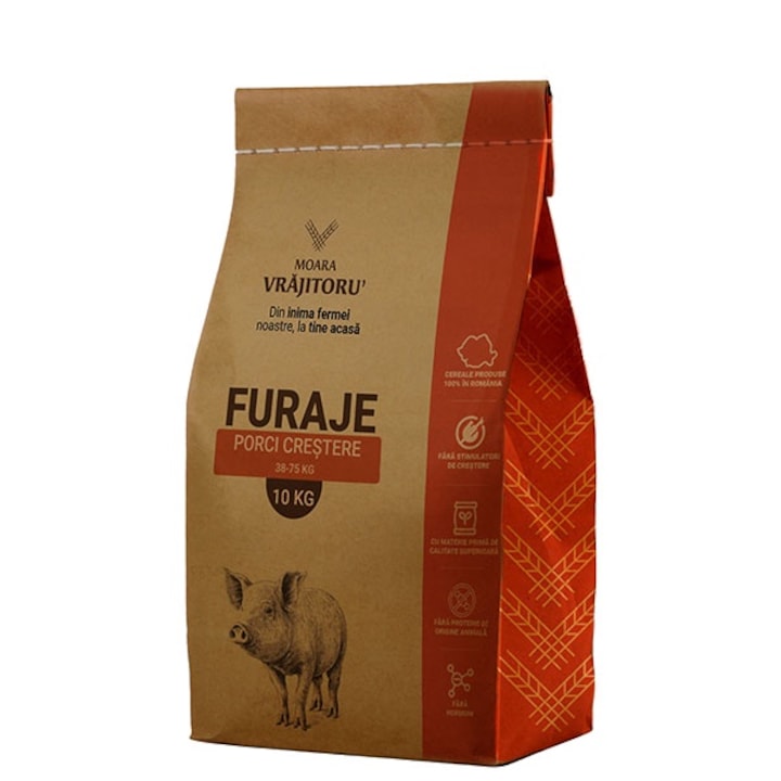 Furaj natural porci crestere, granulat, 17% proteina, 5 kg, Moara Vrajitoru