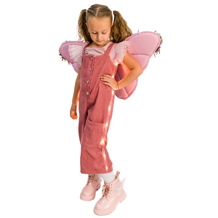 Jumpsuit Luminite színnel - csíkos bársony, rózsaszín, Rózsaszín