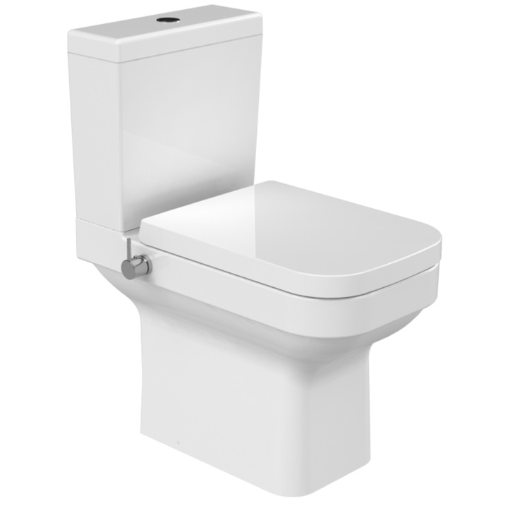 Set WC cu functie bideu si baterie premontata Cerastyle Noura, capac softclose