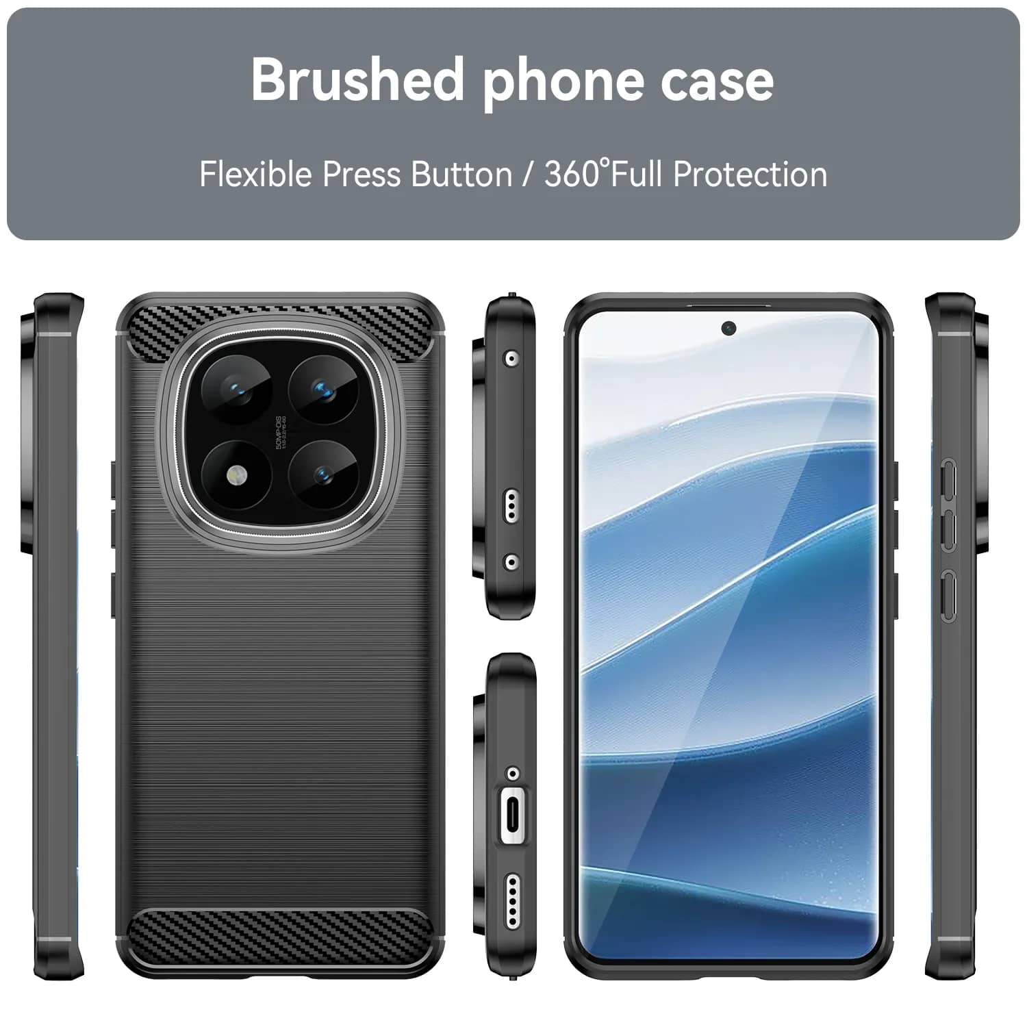 Husa pentru Xiaomi Redmi Note 14 Pro+ Plus Carbon Liquid Silicone negru
