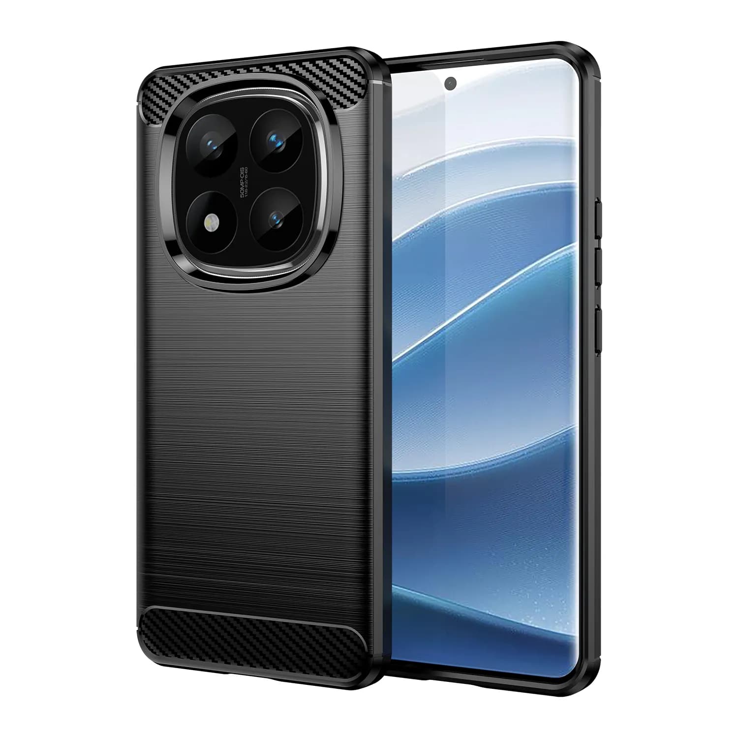 Husa pentru Xiaomi Redmi Note 14 Pro+ Plus Carbon Liquid Silicone negru