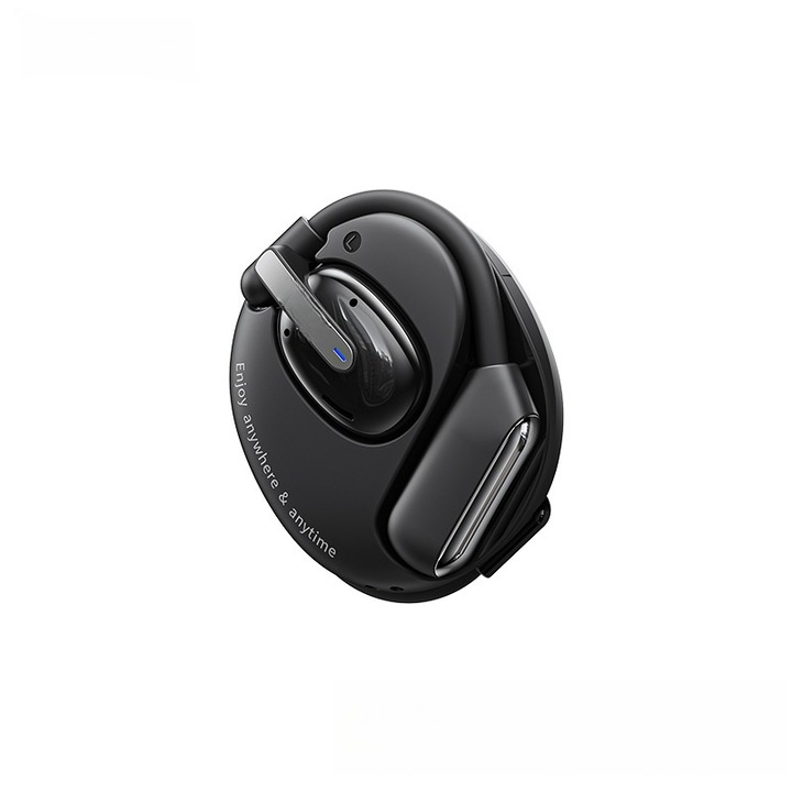 Casti Bluetooth cu anulare extrema a zgomotului, anulare dubla a zgomotului ANC + ENC, pe ureche, control APP, conductie directionala OWS, difuzor puternic de 15,4 mm, confortabil de purtat, stereo bilateral, rezistent la apa, negru instelat