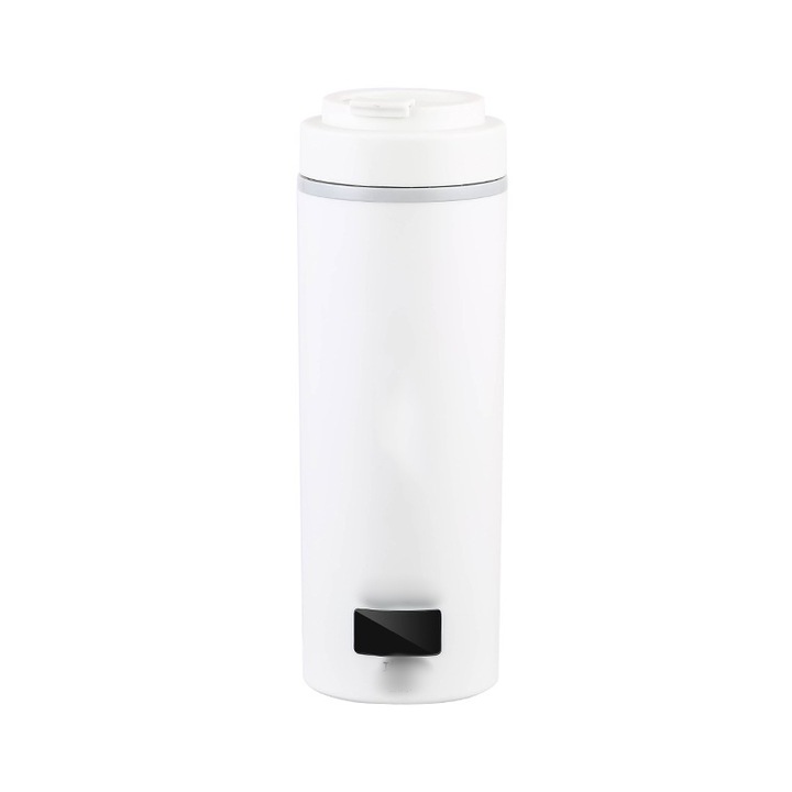 Cana termica incalzita, 4 moduri, afisaj inteligent, portabila, anti-incalzire, USB, 550 ml, alb