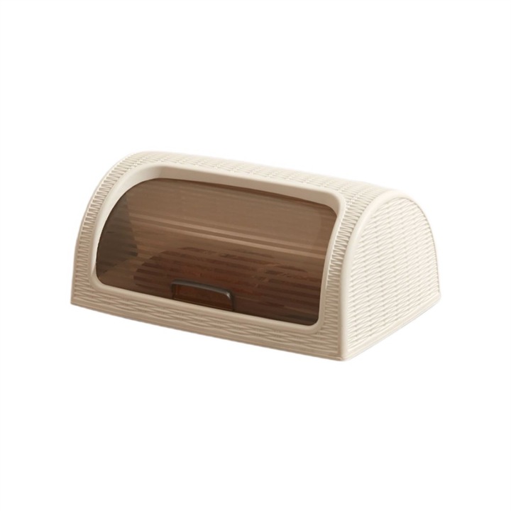 Cutie pentru paine cu efect de ratan alba 47x27x18 cm