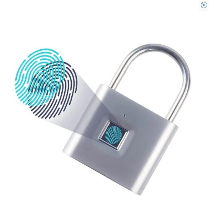 Lacat cu amprenta digitala, reincarcabil, indicator baterie, 50 amprente, impermeabil IP66, pentru valize, genti de golf, genti de mana, mobilier, dulapuri, biciclete etc