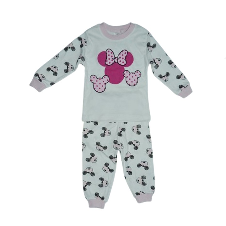 Pizsama 2 részes nadrág és blúz lányoknak Mini Junior PJM-MJ1, Fehér 114787